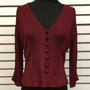 Wine color Beaded knit blouse with lining